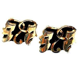 Vintage Mid Century 60's Gold Cufflinks Thespian masks comedy & tragedy faces